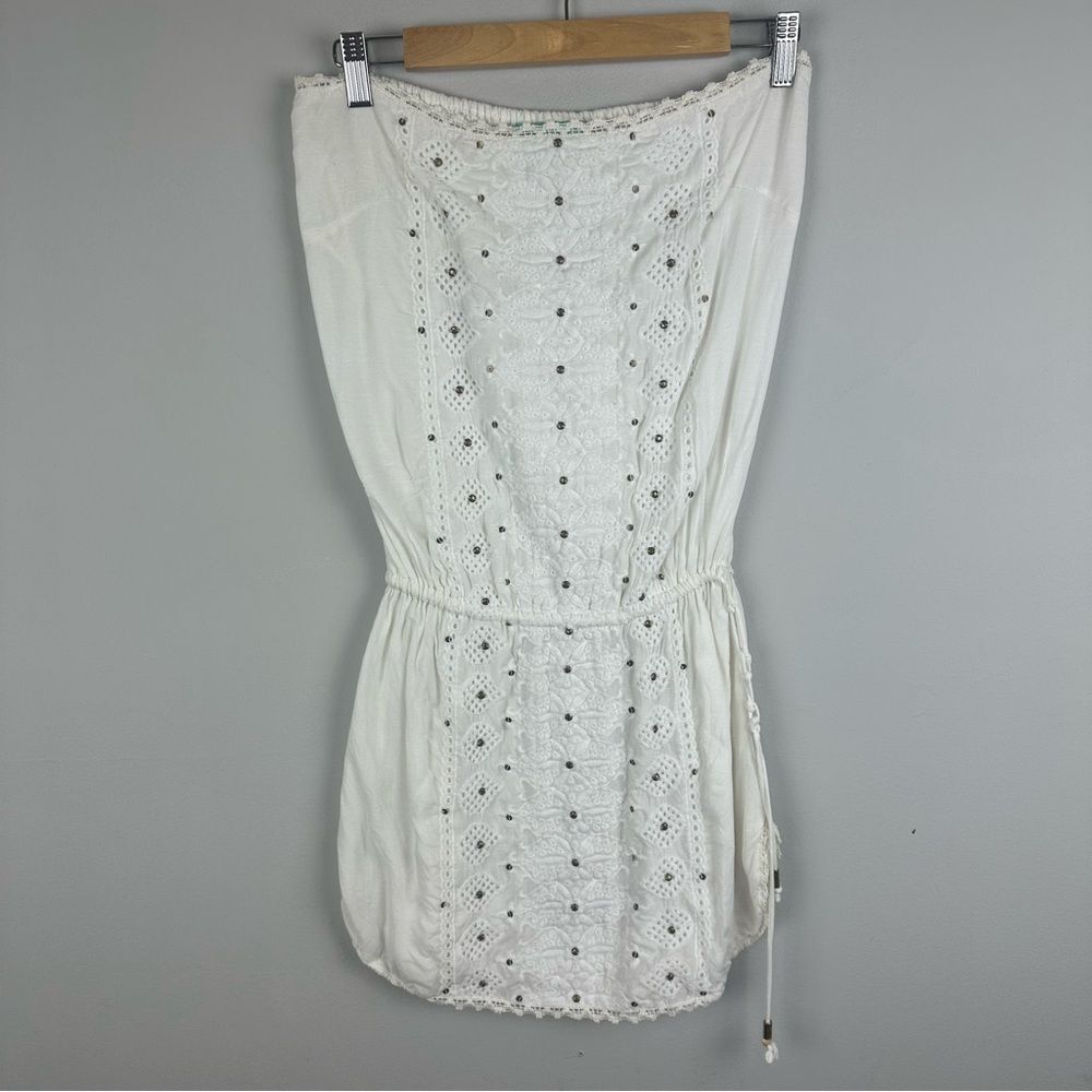 Melissa Odabash White Eyelet Strapless Cover-Up / Tunic Dress Size S